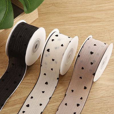 3색 줄무늬 리본 40mm 심장 인쇄 폴리에스터 리본 OEM 친환경