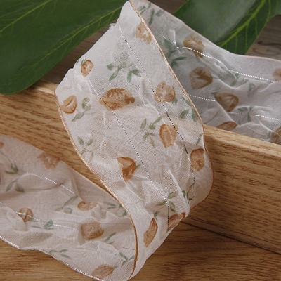 40mm 50mm Organza Ribbon with Floral Printed Polyester Ribbon OEM 환경 친화적