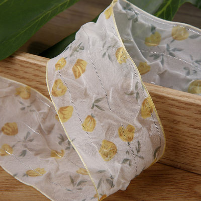 40mm 50mm Organza Ribbon with Floral Printed Polyester Ribbon OEM 환경 친화적