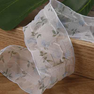 40mm 50mm Organza Ribbon with Floral Printed Polyester Ribbon OEM 환경 친화적