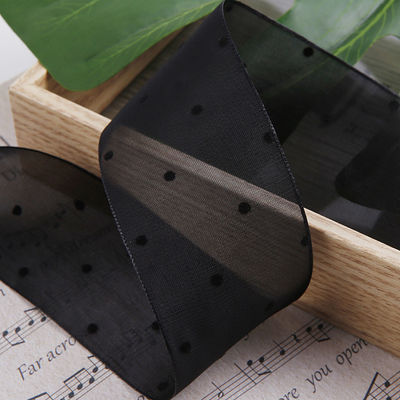 25mm-50mm Organza Ribbon Dot Pattern Printed Polyester Organza Ribbon OEM 환경 친화적