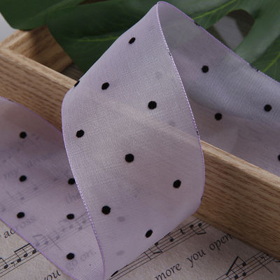 25mm-50mm Organza Ribbon Dot Pattern Printed Polyester Organza Ribbon OEM 환경 친화적