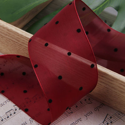 25mm-50mm Organza Ribbon Dot Pattern Printed Polyester Organza Ribbon OEM 환경 친화적