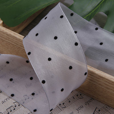 25mm-50mm Organza Ribbon Dot Pattern Printed Polyester Organza Ribbon OEM 환경 친화적