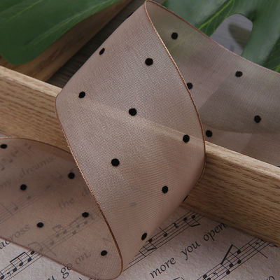 25mm-50mm Organza Ribbon Dot Pattern Printed Polyester Organza Ribbon OEM 환경 친화적