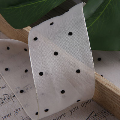 25mm-50mm Organza Ribbon Dot Pattern Printed Polyester Organza Ribbon OEM 환경 친화적