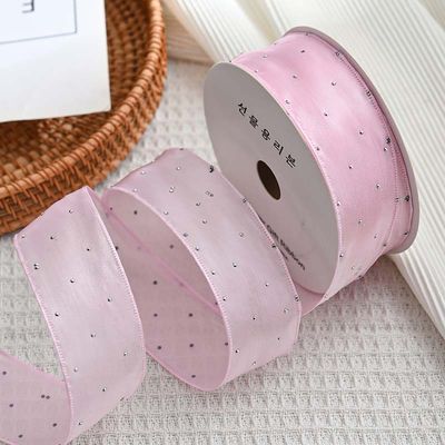 4cm*18m 선니 다이아몬드 폴리에스터 오르간자 리본 고품질 선물 리본