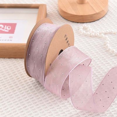 4cm*18m 선니 다이아몬드 폴리에스터 오르간자 리본 고품질 선물 리본