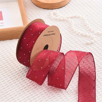 4cm*18m 선니 다이아몬드 폴리에스터 오르간자 리본 고품질 선물 리본