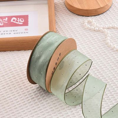 4cm*18m 선니 다이아몬드 폴리에스터 오르간자 리본 고품질 선물 리본