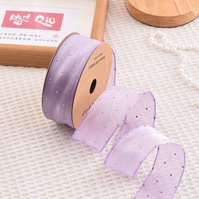 4cm*18m 선니 다이아몬드 폴리에스터 오르간자 리본 고품질 선물 리본