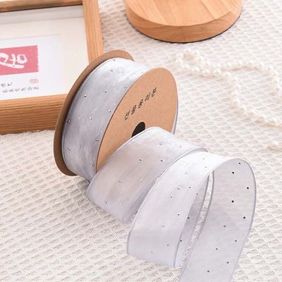 4cm*18m 선니 다이아몬드 폴리에스터 오르간자 리본 고품질 선물 리본