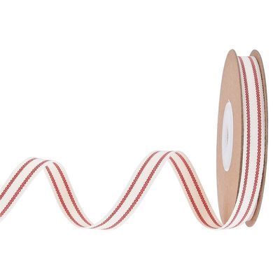 10mm-38mm*10y 검은색 및 빨간색 줄무늬 면 리본 선물 포장 및 의류 액세서리