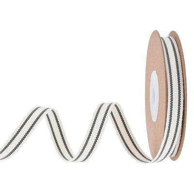 10mm-38mm*10y 검은색 및 빨간색 줄무늬 면 리본 선물 포장 및 의류 액세서리