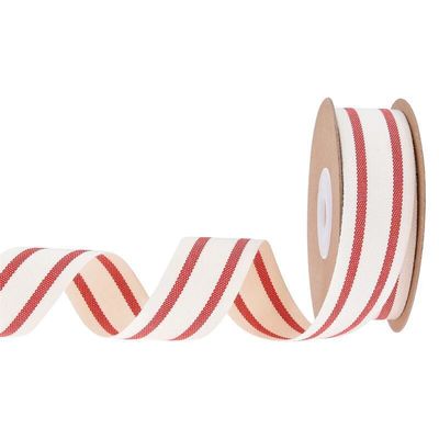 10mm-38mm*10y 검은색 및 빨간색 줄무늬 면 리본 선물 포장 및 의류 액세서리