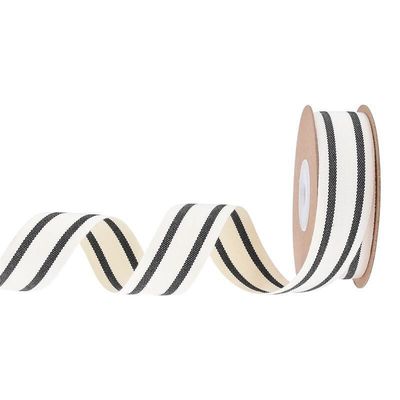 10mm-38mm*10y 검은색 및 빨간색 줄무늬 면 리본 선물 포장 및 의류 액세서리