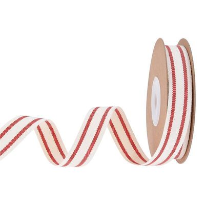 10mm-38mm*10y 검은색 및 빨간색 줄무늬 면 리본 선물 포장 및 의류 액세서리